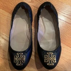 Tory Burch Black Leather Flats